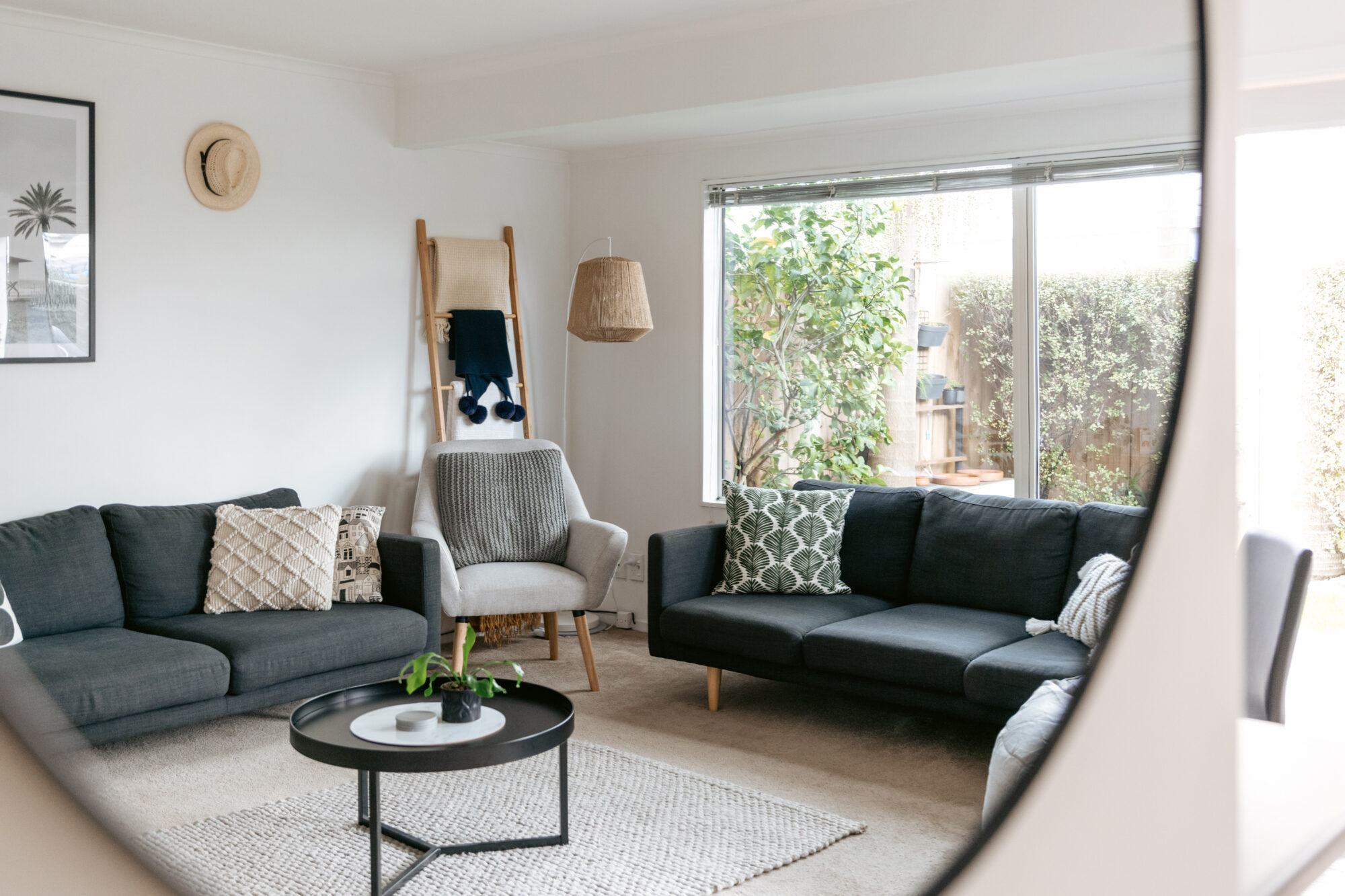 Coastal styled living room in The Innings, 31 Miro Street, Mt Maunganui.